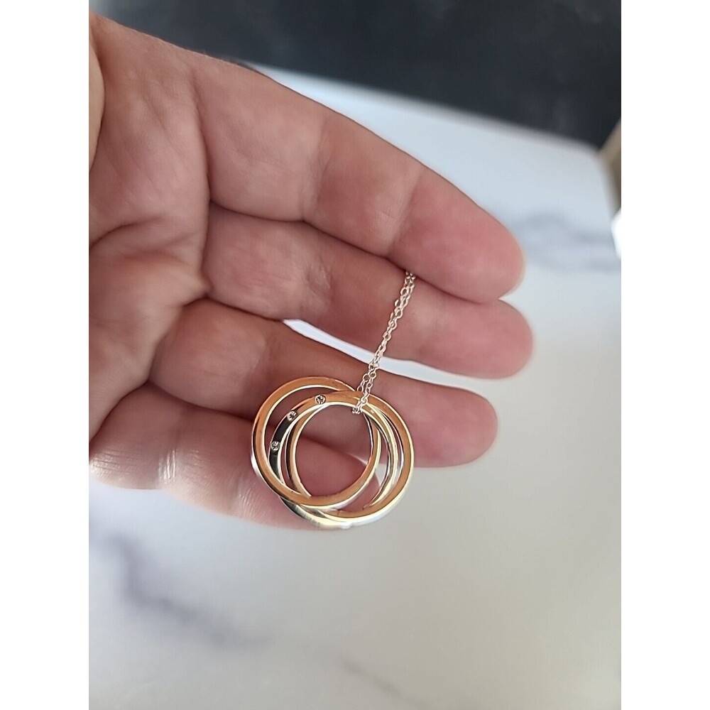 925 Three Ring Pendant Necklace Vintage